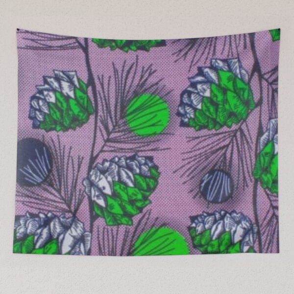 Item preview, Green Pinecorns Leaves African Wax Print designed and sold by africanvisuals.