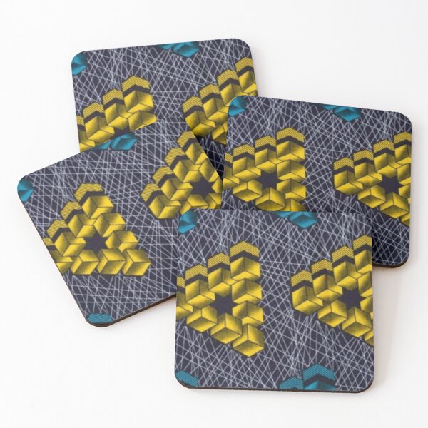 Item preview, Gold 3D Blocks African Wax Print designed and sold by africanvisuals.
