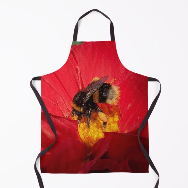 Item preview, Beautiful Red Dahlia Flower with Bumblebee insect gathering pollen 067 designed and sold by Bees-n-Flowers.