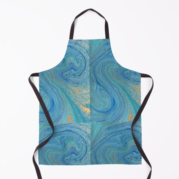 Item preview, Turquoise Blue & Gold Liquid Marble Art designed and sold by newburyboutique.
