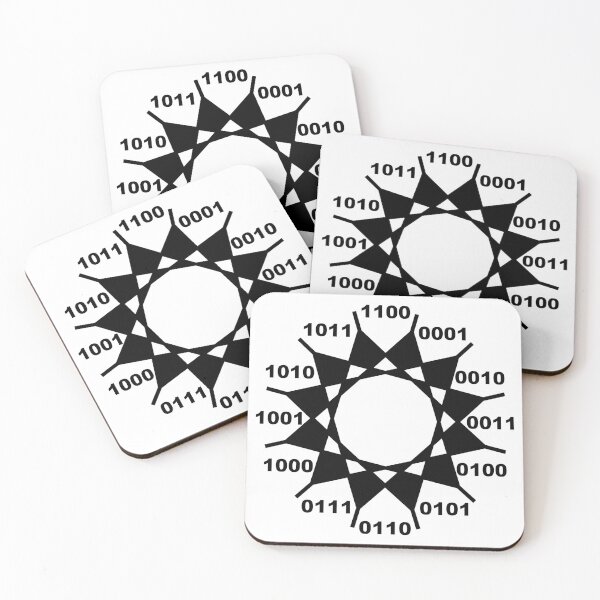 Item preview, binary number clock face with symmetrical pattern designed and sold by 6059.