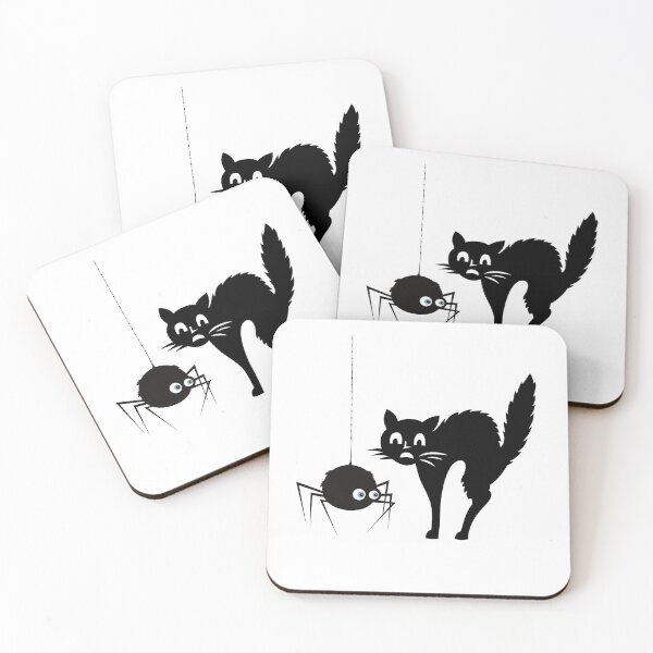 Item preview, Halloween Freaked Out Kitty Cat Over Creepy Spider designed and sold by InkItStudio.