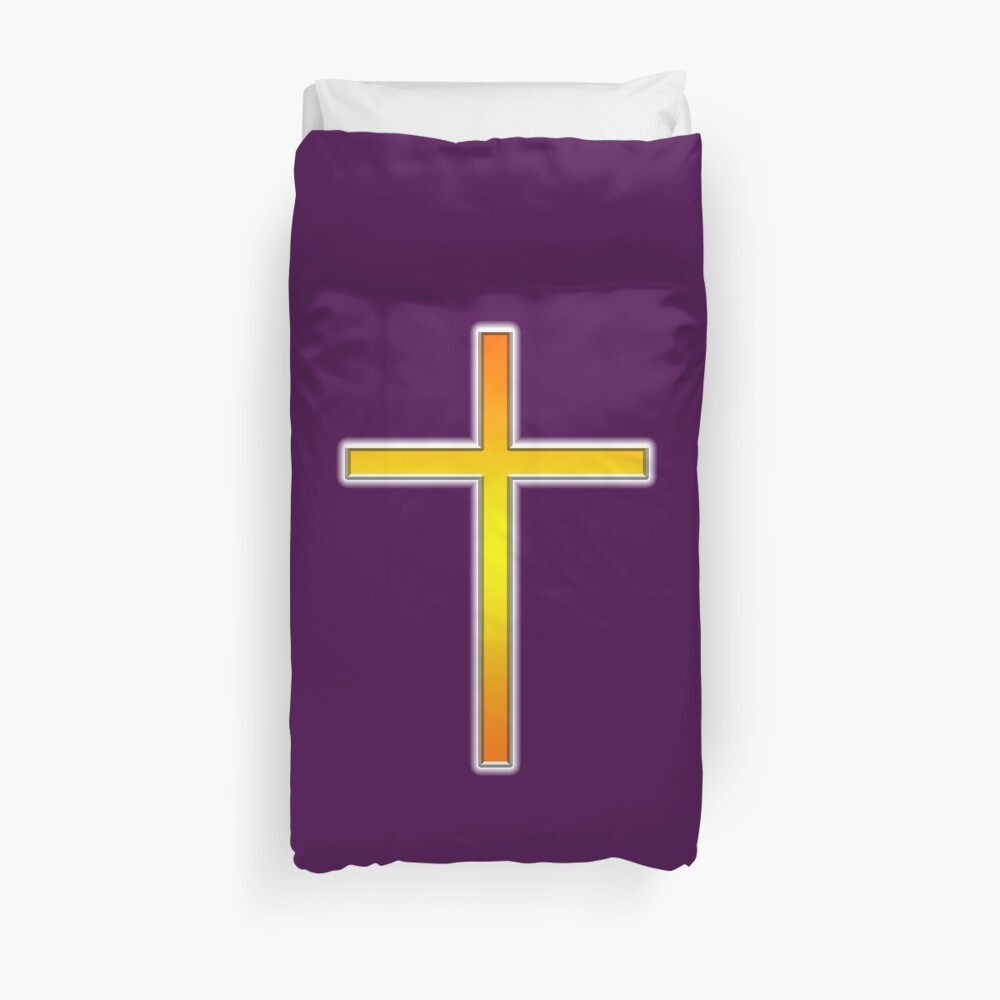 Kreuz Christ Kruzifix Christentum Jesus Herr Gold Lila Bettbezug Von Tomsredbubble Redbubble