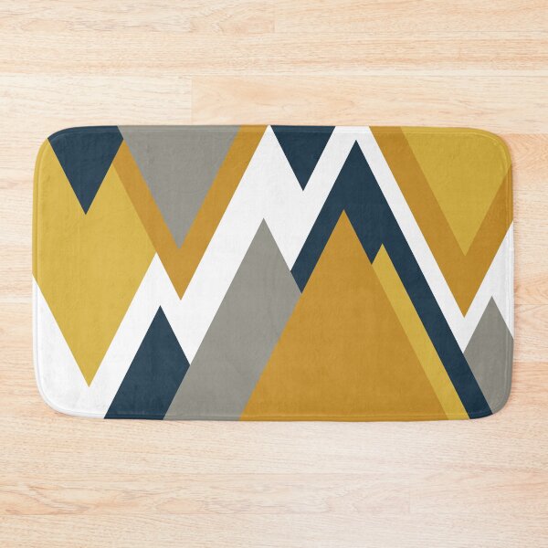 Item preview, Geometricscape - Angular Geometric Abstract Pattern in Navy Blue, Light and Dark Mustard, Grey, and White designed and sold by kierkegaard.