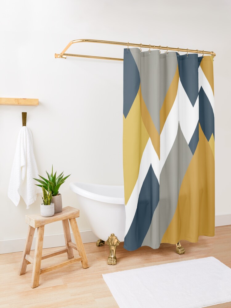 "Geometricscape Angular Geometric Abstract Pattern in Navy Blue