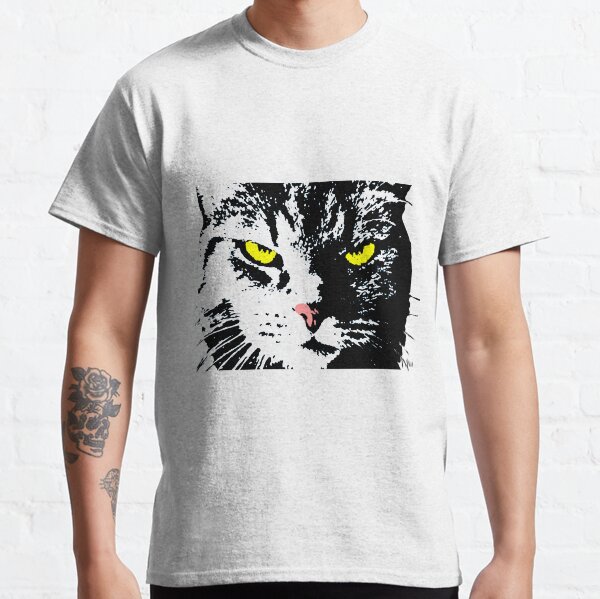 ANGRY CAT POP ART - SCHWARZES WEISSES GELB TRASPARENT Classic T-Shirt