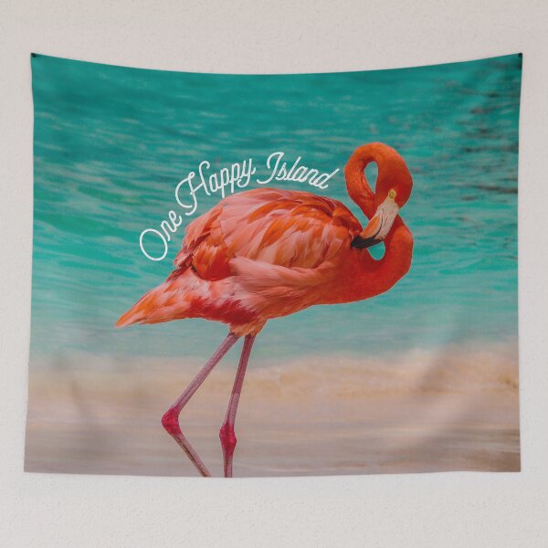 Item preview, One Happy Island flamingo designed and sold by Jasmine Geerman Zehl.