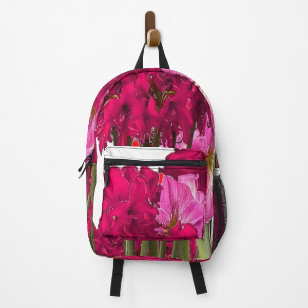 Item preview, RED & PINK AMARYLLIS FANTASY GARDEN ON WHITE ART designed and sold by sharlesart.