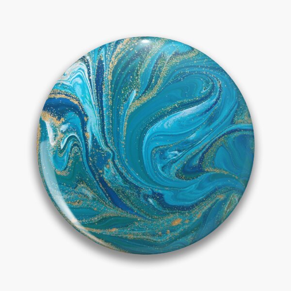 Item preview, Turquoise Blue & Gold Liquid Marble Painting  designed and sold by newburyboutique.