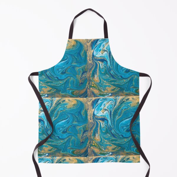 Item preview, Turquoise Blue & Gold Liquid Marble Painting designed and sold by newburyboutique.