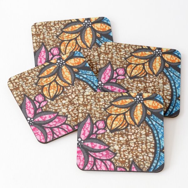 Item preview, Flower Colorful Pink, Orange and Brown African Wax Print designed and sold by africanvisuals.