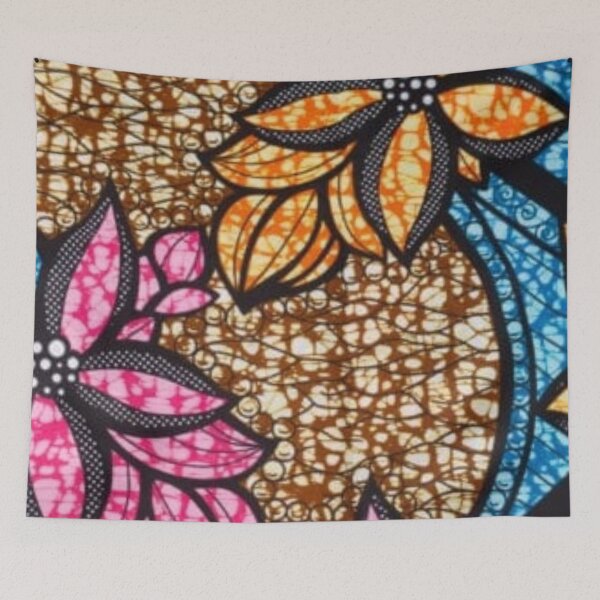 Item preview, Flower Colorful Pink, Orange and Brown African Wax Print designed and sold by africanvisuals.