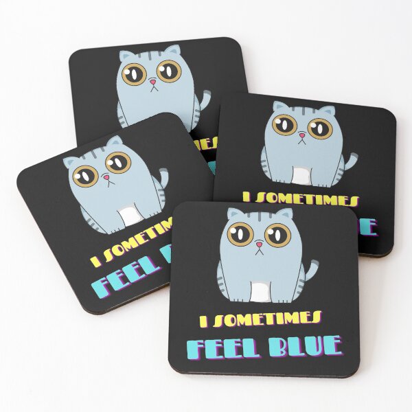 Item preview, Cute Fat Grumpy Blue Cat I Sometimes Feel Blue  designed and sold by Beluved.