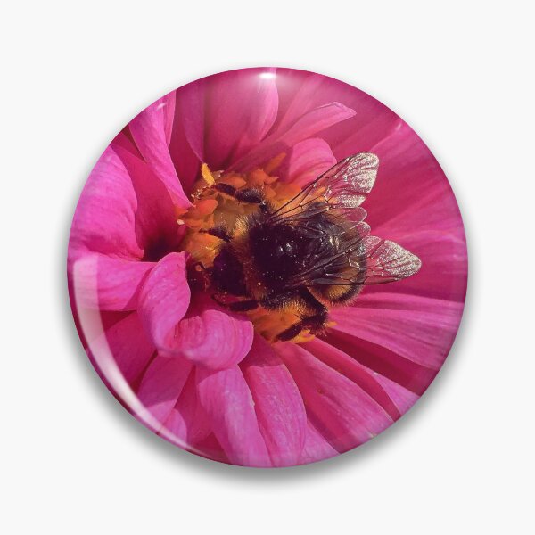 Item preview, Dahlia Ambition Pink Magenta Flower with Pollinating Bee 069 designed and sold by Bees-n-Flowers.