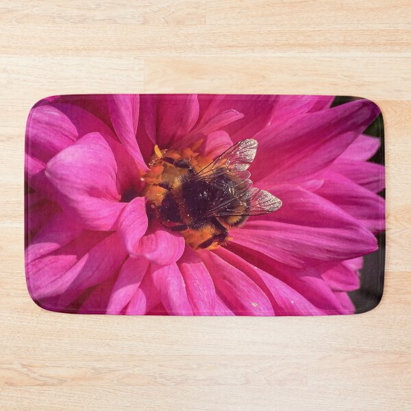 Item preview, Dahlia Ambition Pink Magenta Flower with Pollinating Bee 069 designed and sold by Bees-n-Flowers.