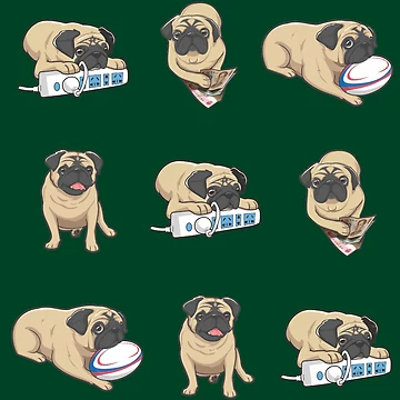 Artwork thumbnail, Pug Life Pattern - Racing Green by LingLing-Me