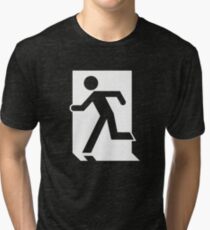 Emergency Exit Sign, with the Running Man Tri-blend T-Shirt