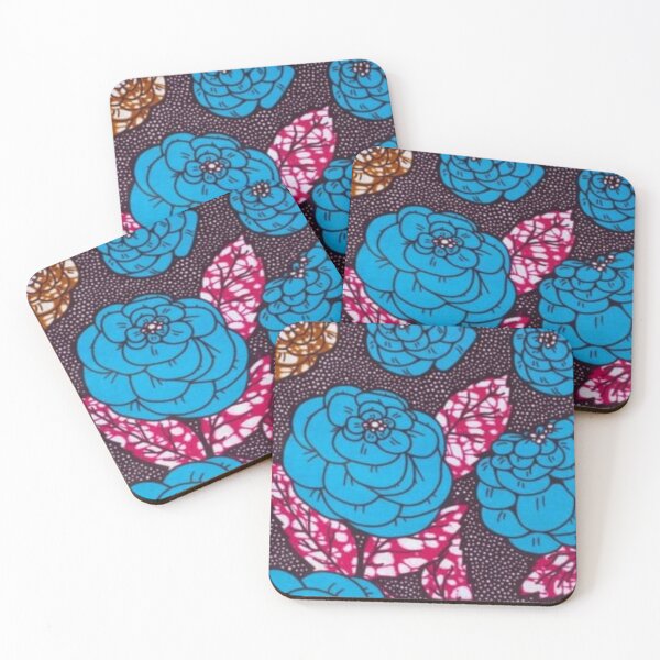 Item preview, Blue Colorful Flower African Wax Print designed and sold by africanvisuals.
