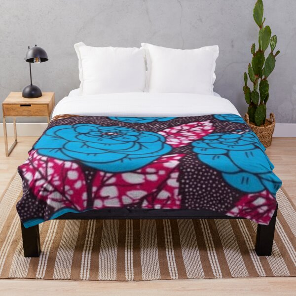 Item preview, Blue Colorful Flower African Wax Print designed and sold by africanvisuals.