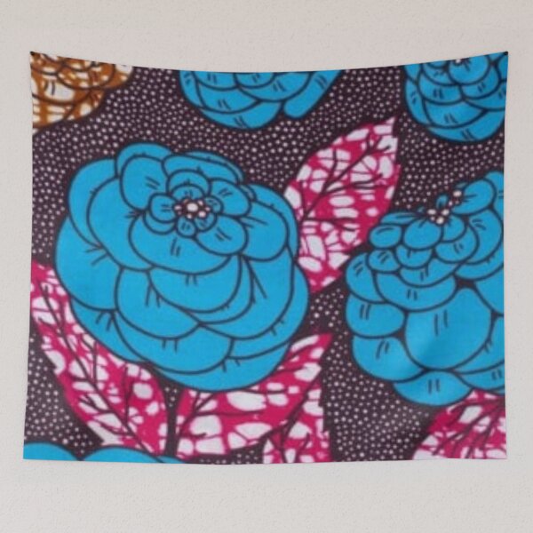 Item preview, Blue Colorful Flower African Wax Print designed and sold by africanvisuals.
