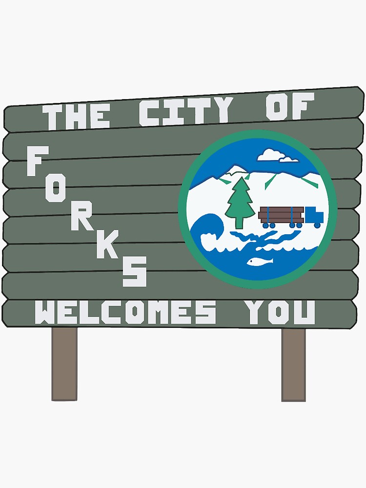 "forks sign twilight " Sticker for Sale by goldenlex Redbubble