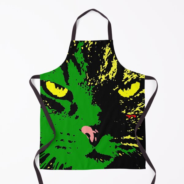 Aperçu de l'œuvre ANGRY CAT POP ART - VERT JAUNE NOIR créée et vendue par NYWA-ART.