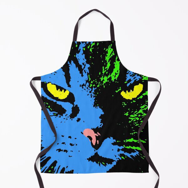 Aperçu de l'œuvre ANGRY CAT POP ART - BLEU NOIR TRASPARENT NOIR créée et vendue par NYWA-ART.