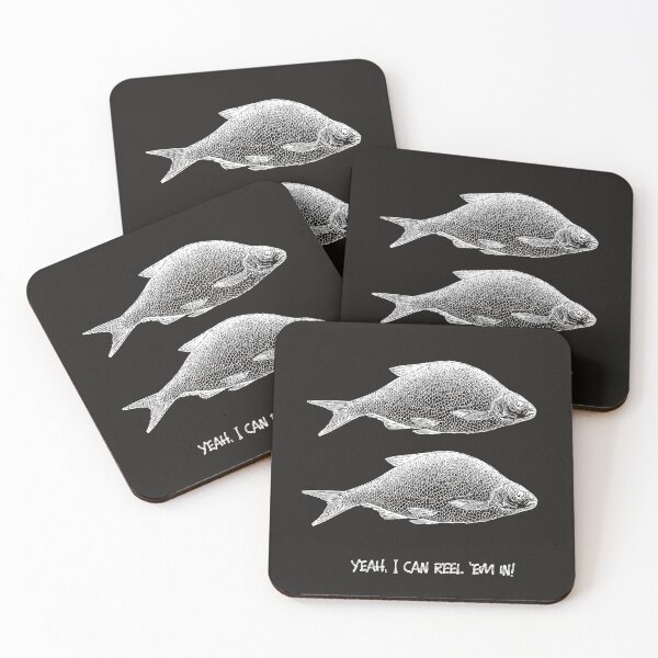 Item preview, Yeah, I can reel 'em in! Fishermen! White on Black. Line drawing and text. designed and sold by JellyBeenzz.