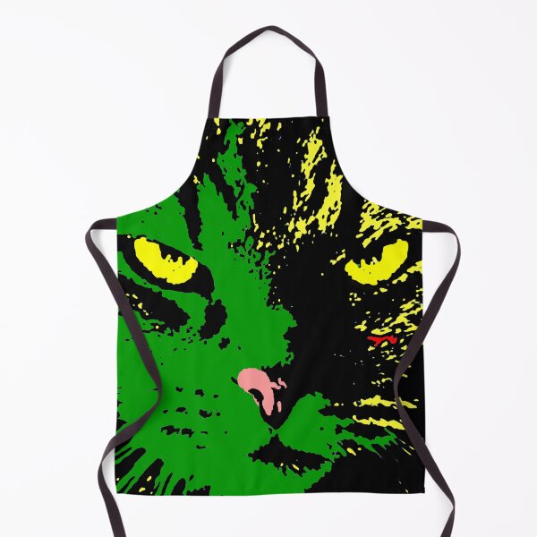 Aperçu de l'œuvre ANGRY CAT POP ART - VERT JAUNE NOIR BLEU créée et vendue par NYWA-ART.