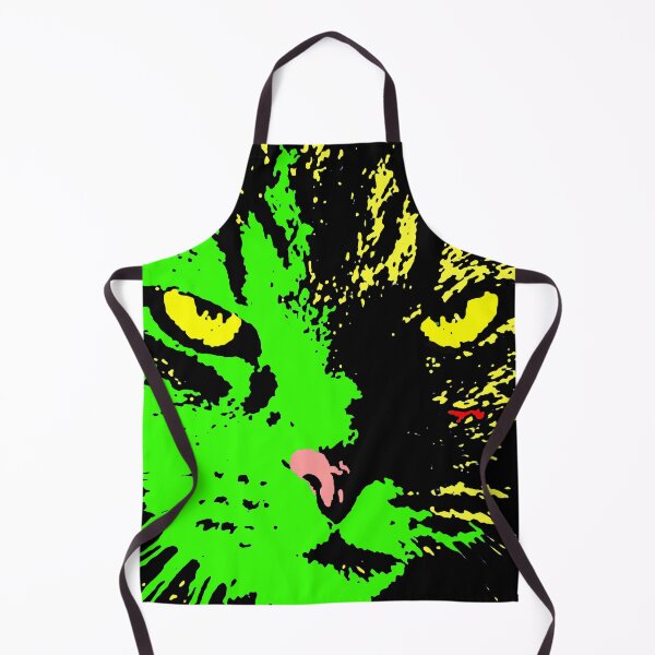 Aperçu de l'œuvre ANGRY CAT POP ART - VERT JAUNE NOIR créée et vendue par NYWA-ART.