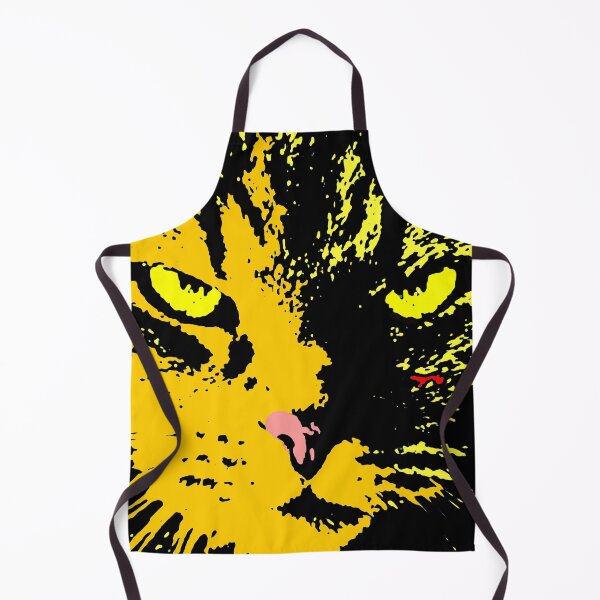 Aperçu de l'œuvre ANGRY CAT POP ART - ORANGE JAUNE NOIR créée et vendue par NYWA-ART.