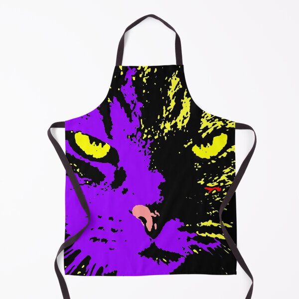 Aperçu de l'œuvre ANGRY CAT POP ART - VIOLET JAUNE NOIR créée et vendue par NYWA-ART.