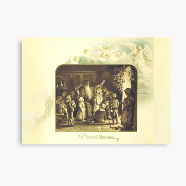 "The Story of Christmas" Vintage Christmas Card from The Coming of Father Christmas (1894) Canvas Print