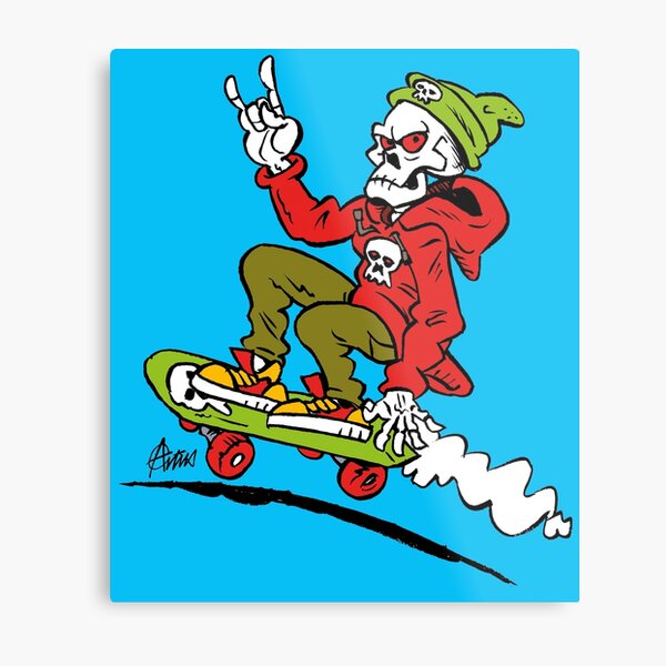 Skateboarding Punk Skull Metal Print