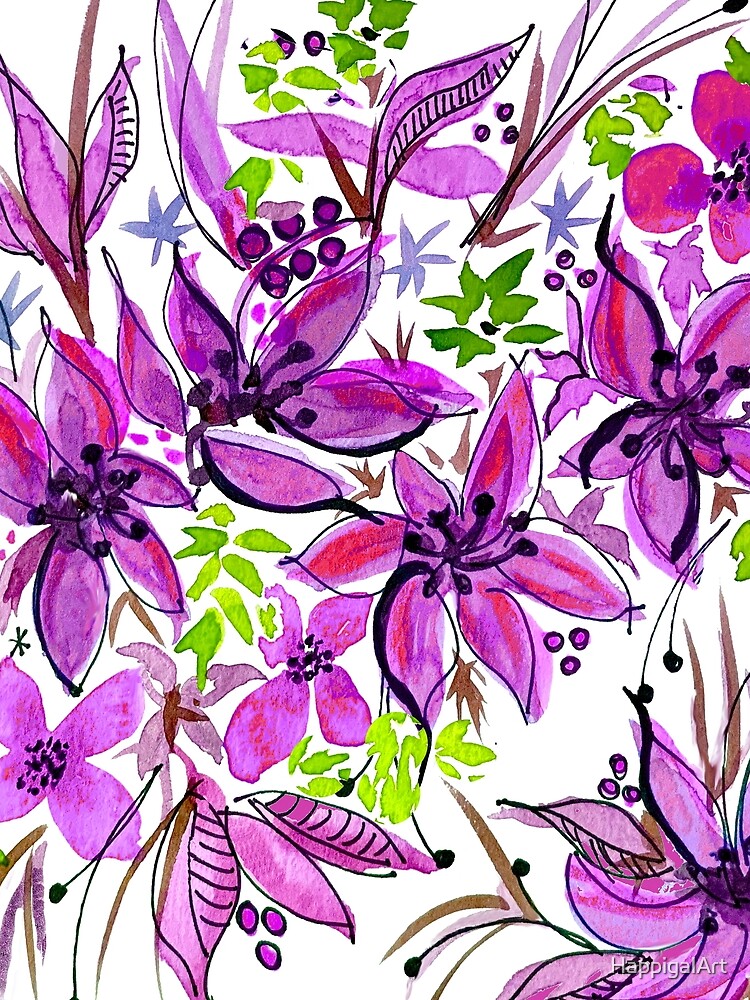 Hawaii Sings Pink with Flowers by HappigalArt