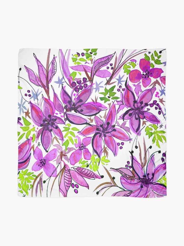 Alternate view of Hawaii Sings Pink with Flowers Scarf