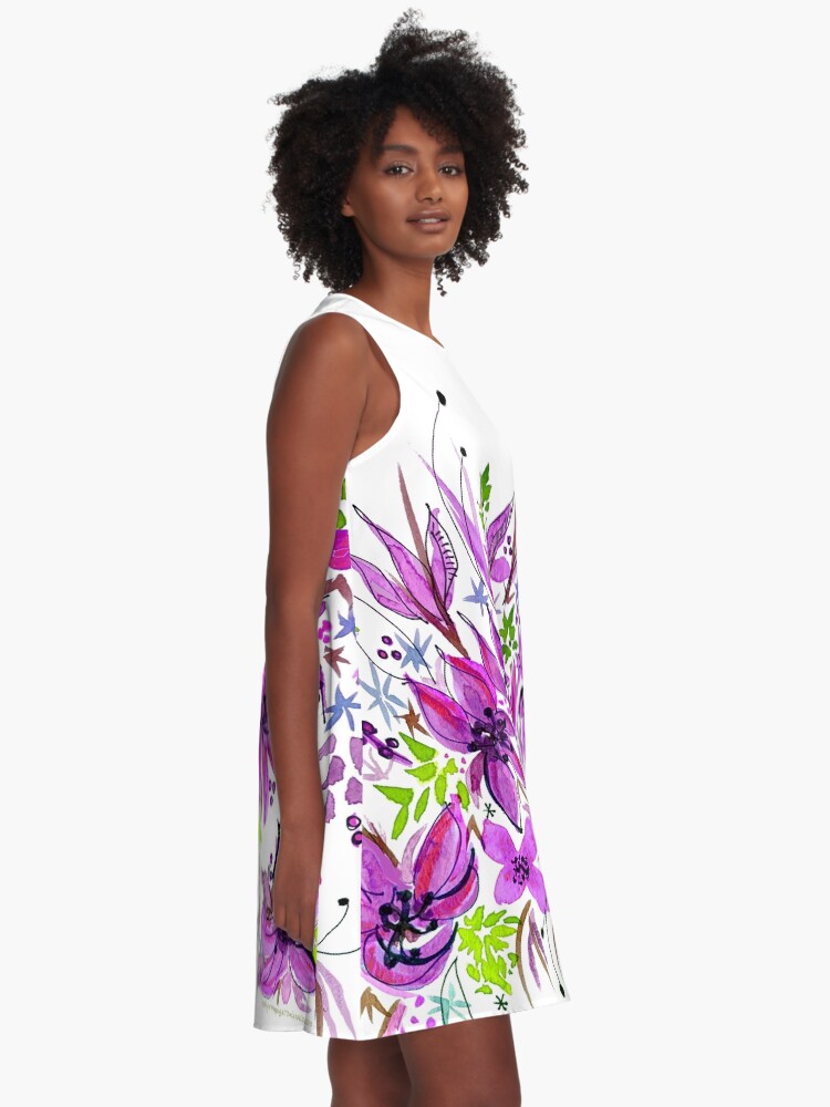 Alternate view of Hawaii Sings Pink with Flowers A-Line Dress