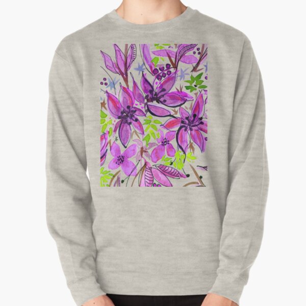 Hawaii Sings Pink with Flowers Pullover Sweatshirt