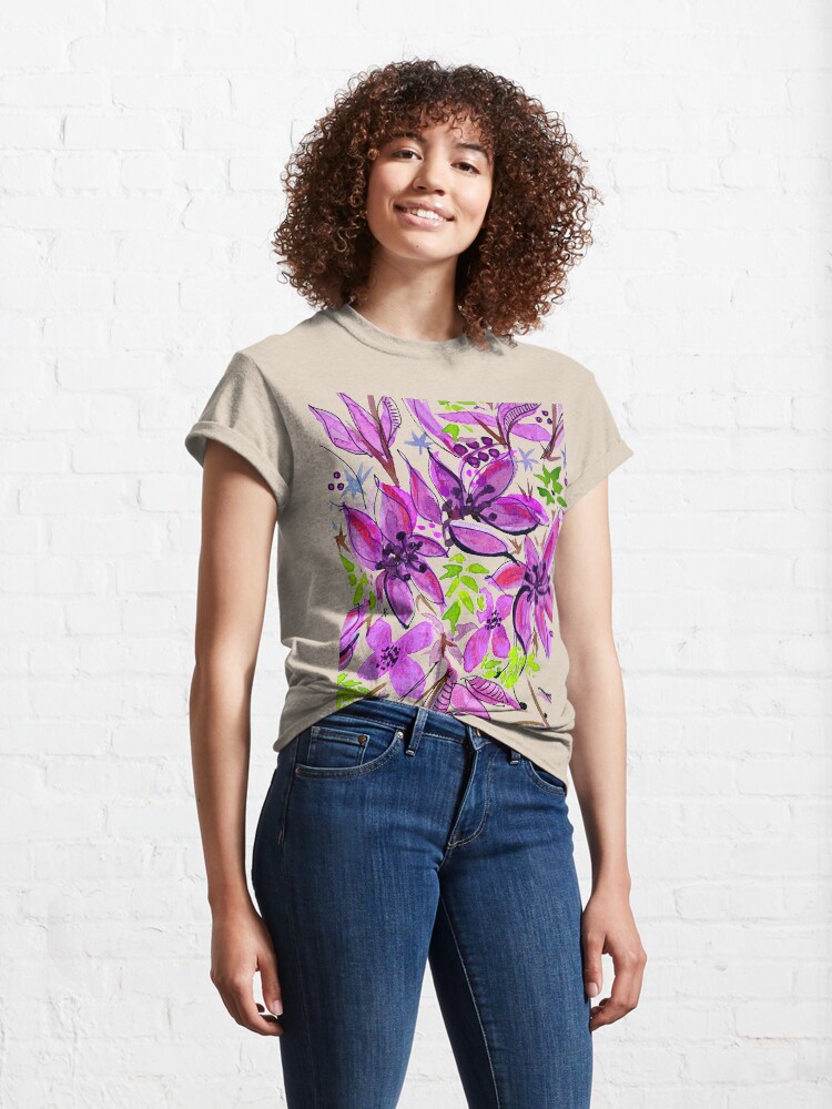 Alternate view of Hawaii Sings Pink with Flowers Classic T-Shirt