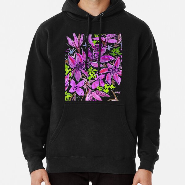 Hawaii Sings Pink with Flowers Pullover Hoodie