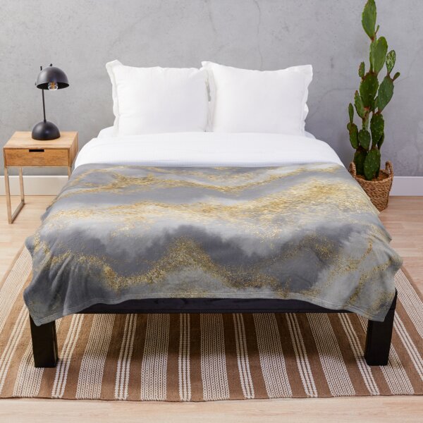White Geode on Winter Grey Throw Blanket