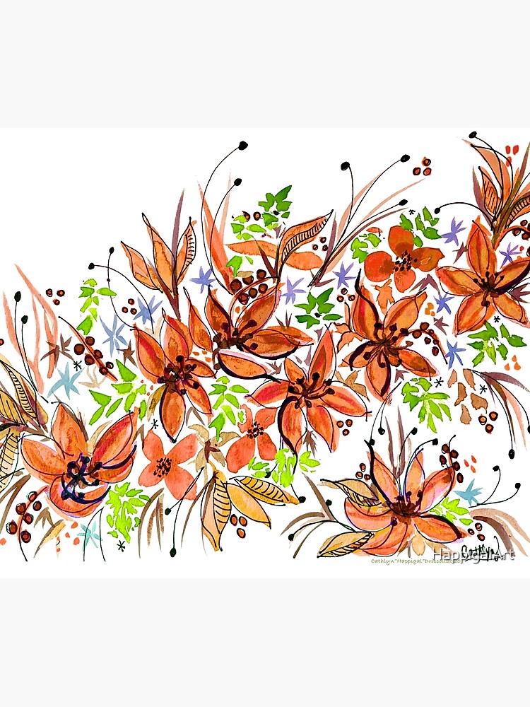 Hawaii Sings Orange with Flowers by HappigalArt