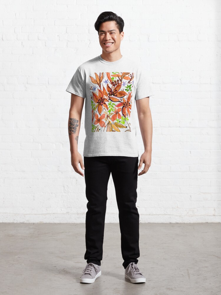 Alternate view of Hawaii Sings Orange with Flowers Classic T-Shirt