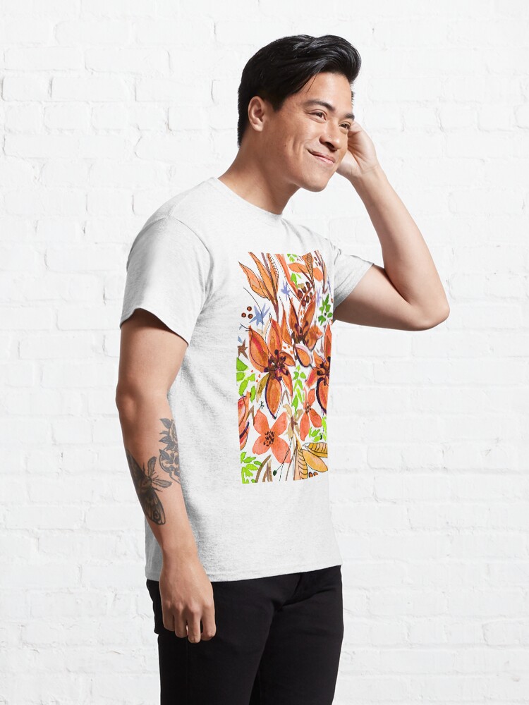 Alternate view of Hawaii Sings Orange with Flowers Classic T-Shirt