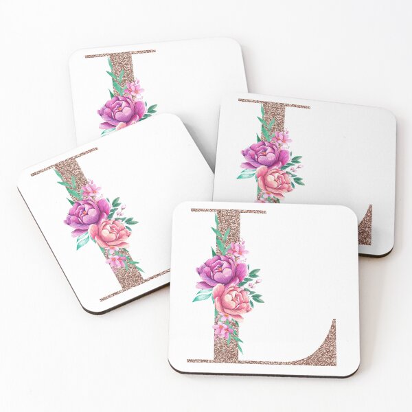 Item preview, Rose Gold Font with Floral Bouquet Monogram L designed and sold by TheFamilyVan.