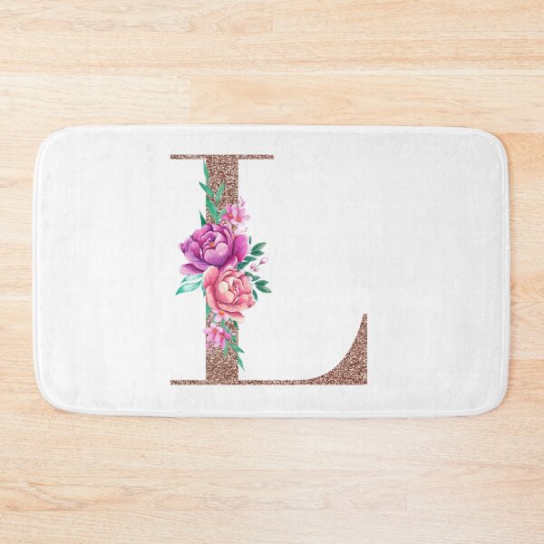 Item preview, Rose Gold Font with Floral Bouquet Monogram L designed and sold by TheFamilyVan.