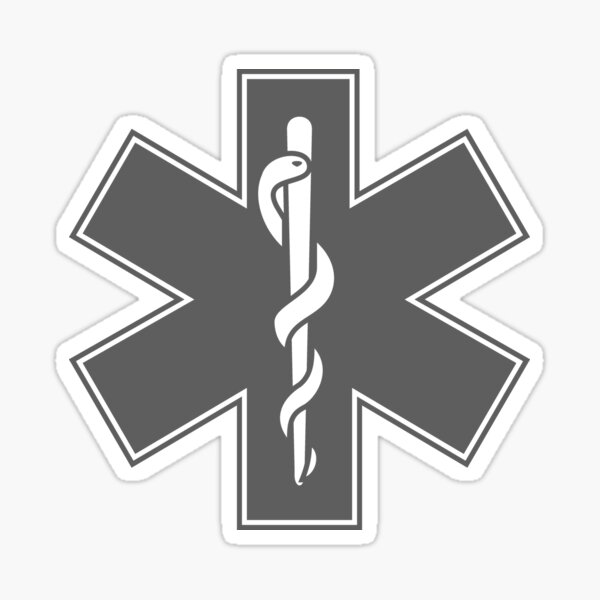 Ambulance Black and White Star of Life Sticker