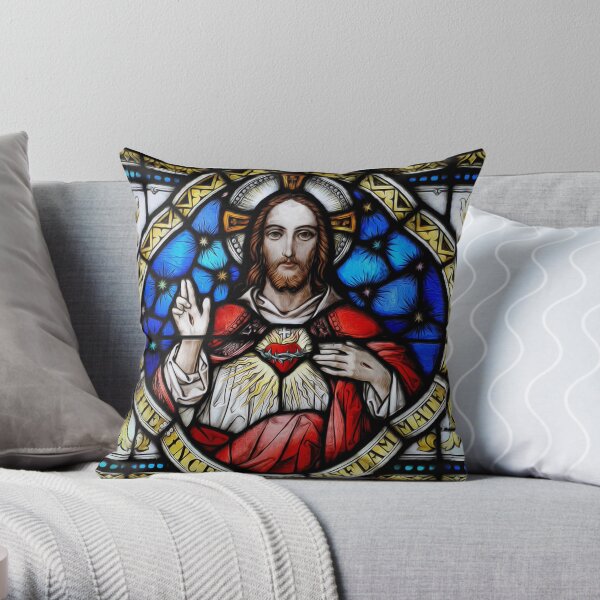 Stain Glass Jesus Throw Pillow