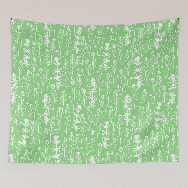 Item preview, Light green. Summer. Wild herbs seamless pattern. White herbal silhouette on light green. Stay wild. Wild life designed and sold by Yulia Chepurova.
