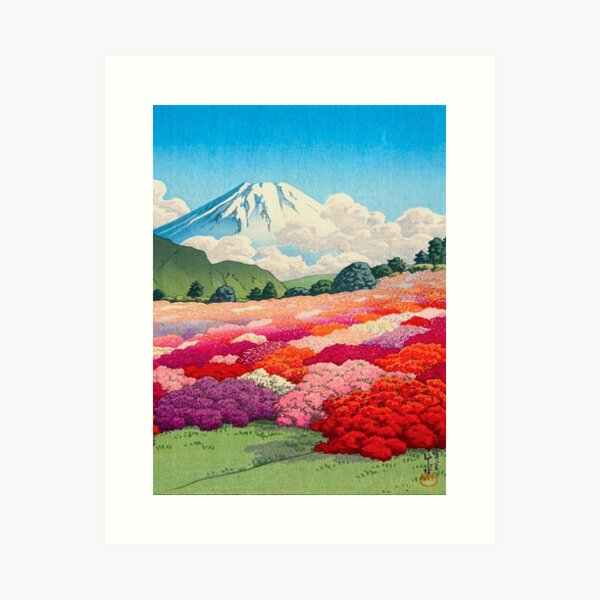 Hasui Kawase (Japanese, 1883 - 1957) Views of Mount Fuji Azalea Garden Vintage Japanese Woodblock Print Art Print